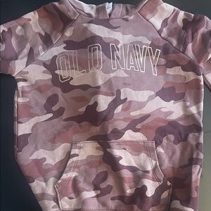 Old Navy Girls' Pink and Mauve Camo Pullover Hoodie
